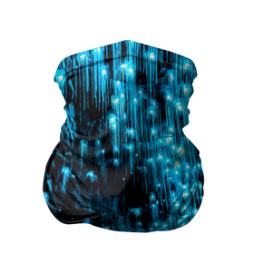 Бандана-труба 3D с принтом Глубокая пещера в Новосибирске, 100% полиэстер, ткань с особыми свойствами — Activecool | плотность 150‒180 г/м2; хорошо тянется, но сохраняет форму | абстракция | глубина | пещера | светлячки | синий
