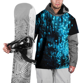 Накидка на куртку 3D с принтом Глубокая пещера в Кировске, 100% полиэстер |  | абстракция | глубина | пещера | светлячки | синий