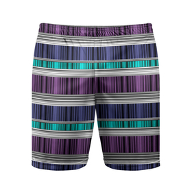 Мужские шорты спортивные с принтом Бирюзово-сиреневый полосатый  в Кировске,  |  | абстрактный | бирюзовый | модный | разноцветный полосы | серый | современный | фиолетовый