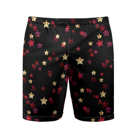 Мужские шорты спортивные с принтом Блестящие звезды на черном в Белгороде,  |  | абстрактный | блеск | детский | женский | звезды | золото | золотые звезды