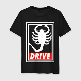 Мужская футболка хлопок с принтом Драйв в Белгороде, 100% хлопок | прямой крой, круглый вырез горловины, длина до линии бедер, слегка спущенное плечо. | drive | obey | гослинг | драйв | николас виндинг рефн | райан гослинг | скорпион