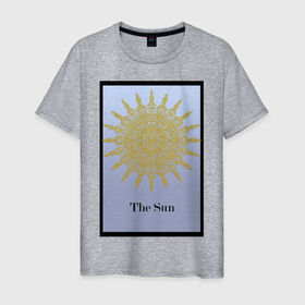 Мужская футболка хлопок с принтом The Sun в Екатеринбурге, 100% хлопок | прямой крой, круглый вырез горловины, длина до линии бедер, слегка спущенное плечо. | mandala | sun | tarot | эзотерика
