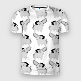 Мужская футболка 3D спортивная с принтом Почитта в стиле manga , 100% полиэстер с улучшенными характеристиками | приталенный силуэт, круглая горловина, широкие плечи, сужается к линии бедра | manga | граффити | рисунок | собака | человек бензопила