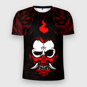 Мужская футболка 3D спортивная с принтом DEMON | CYBERPUNK 2077 | КИБЕРПАНК (Z) в Белгороде, 100% полиэстер с улучшенными характеристиками | приталенный силуэт, круглая горловина, широкие плечи, сужается к линии бедра | cd project red | cyberpunk 2077 | demon | keanu reeves | samurai | vi | арасака | ви | демон | киану ривз | киберпанк 2077 | найт сити | самураи
