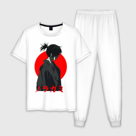 Мужская пижама хлопок с принтом Yato Noragami в Тюмени, 100% хлопок | брюки и футболка прямого кроя, без карманов, на брюках мягкая резинка на поясе и по низу штанин
 | Тематика изображения на принте: god | homeless | yato | бездомный | бог | ято