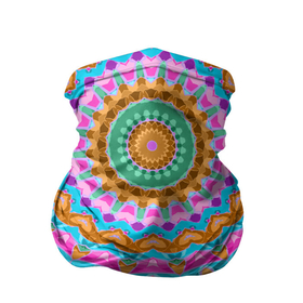 Бандана-труба 3D с принтом разноцветный калейдоскоп  в Тюмени, 100% полиэстер, ткань с особыми свойствами — Activecool | плотность 150‒180 г/м2; хорошо тянется, но сохраняет форму | детский | женский | калейдоскоп | круглый | орнамент | розовый | этнический