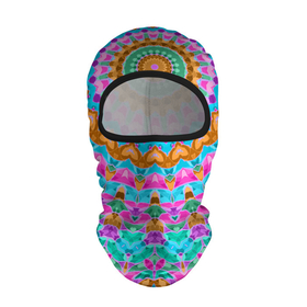 Балаклава 3D с принтом разноцветный калейдоскоп  в Екатеринбурге, 100% полиэстер, ткань с особыми свойствами — Activecool | плотность 150–180 г/м2; хорошо тянется, но при этом сохраняет форму. Закрывает шею, вокруг отверстия для глаз кайма. Единый размер | детский | женский | калейдоскоп | круглый | орнамент | розовый | этнический