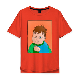 Мужская футболка хлопок Oversize с принтом СЭМ ГРИНЕР - Success kid в Санкт-Петербурге, 100% хлопок | свободный крой, круглый ворот, “спинка” длиннее передней части | instagram | vk | you tube | в контакте | вк | инстаграм | мем | прикол | сэм гринер | успешный ребенок | ютуб