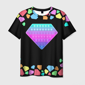 Мужская футболка 3D с принтом POP IT DIAMOND в Кировске, 100% полиэфир | прямой крой, круглый вырез горловины, длина до линии бедер | pop it | simple dimple. симпл димпл | поп ит
