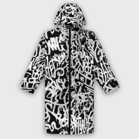 Дождевик унисекс 3D с принтом Graffiti white on black в Ухте,  |  | абстракция | граффити | надписи | надписи текстура | паттерн граффити | текстура | текстура граффити | шрифт
