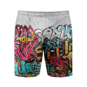 Мужские шорты спортивные с принтом Graffiti on the wall ,  |  | абстракция | граффити | надписи | надписи текстура | паттерн граффити | текстура | текстура граффити | шрифт
