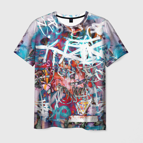Мужская футболка 3D с принтом Wall graffiti , 100% полиэфир | прямой крой, круглый вырез горловины, длина до линии бедер | абстракция | граффити | надписи | надписи текстура | паттерн граффити | текстура | текстура граффити | шрифт