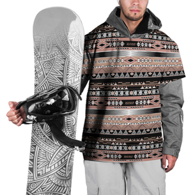 Накидка на куртку 3D с принтом Полосатый этнический орнамент  в Екатеринбурге, 100% полиэстер |  | Тематика изображения на принте: абстрактный | геометрические фигуры | коричневый | полосатый узор | полосы | черный и коричневый | этнический