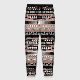 Мужские брюки 3D с принтом Полосатый этнический орнамент  в Новосибирске, 100% полиэстер | манжеты по низу, эластичный пояс регулируется шнурком, по бокам два кармана без застежек, внутренняя часть кармана из мелкой сетки | абстрактный | геометрические фигуры | коричневый | полосатый узор | полосы | черный и коричневый | этнический