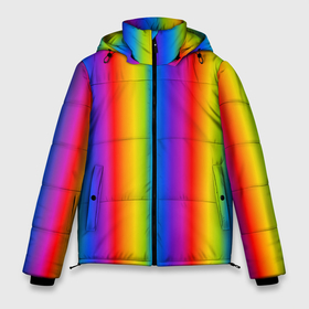 Мужская зимняя куртка 3D с принтом Color gradient в Петрозаводске, верх — 100% полиэстер; подкладка — 100% полиэстер; утеплитель — 100% полиэстер | длина ниже бедра, свободный силуэт Оверсайз. Есть воротник-стойка, отстегивающийся капюшон и ветрозащитная планка. 

Боковые карманы с листочкой на кнопках и внутренний карман на молнии. | Тематика изображения на принте: градиент | радуга | текстура | текстура градиента | трендовый градиент | тренды | цветной градиент