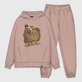 Мужской костюм хлопок OVERSIZE с принтом Wild Bear в Тюмени,  |  | гризли | дикий | иллюстрация | медведь | мишка