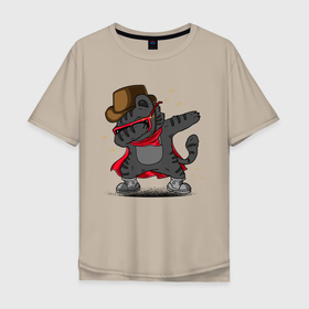 Мужская футболка хлопок Oversize с принтом Дэбкот в Курске, 100% хлопок | свободный крой, круглый ворот, “спинка” длиннее передней части | Тематика изображения на принте: иллюстрация | котенок | котик | кошак | стильный кот
