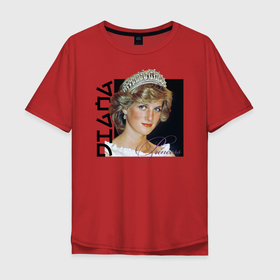 Мужская футболка хлопок Oversize с принтом Принцесса Диана в Тюмени, 100% хлопок | свободный крой, круглый ворот, “спинка” длиннее передней части | 90 | diana | princess | ди | диана | королева | корона | леди