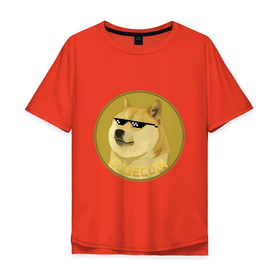 Мужская футболка хлопок Oversize с принтом Dogecoin в Новосибирске, 100% хлопок | свободный крой, круглый ворот, “спинка” длиннее передней части | crypto | cryptocurrency | dogecoin | криптовалюта | мемы | собакомонета | экономика