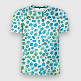 Мужская футболка 3D спортивная с принтом Драгоценные зеленые камешки в Тюмени, 100% полиэстер с улучшенными характеристиками | приталенный силуэт, круглая горловина, широкие плечи, сужается к линии бедра | абстракция | блестящие | драгоценные камни | зеленый | изумрудный | пятна