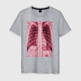 Мужская футболка хлопок с принтом Грудная клетка в Курске, 100% хлопок | прямой крой, круглый вырез горловины, длина до линии бедер, слегка спущенное плечо. | x ray | грудная клетка | кости | неоновые принты | рентген