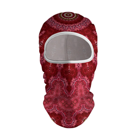 Балаклава 3D с принтом Красно-розовый калейдоскоп  в Тюмени, 100% полиэстер, ткань с особыми свойствами — Activecool | плотность 150–180 г/м2; хорошо тянется, но при этом сохраняет форму. Закрывает шею, вокруг отверстия для глаз кайма. Единый размер | восточный | калейдоскоп | красный | красный калейдоскоп | круглый орнамент | орнамент | этнический