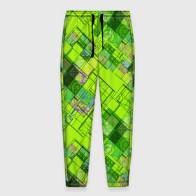 Мужские брюки 3D с принтом Ярко-зеленый абстрактный узор в Петрозаводске, 100% полиэстер | манжеты по низу, эластичный пояс регулируется шнурком, по бокам два кармана без застежек, внутренняя часть кармана из мелкой сетки | абстрактный | геометрический | детский | зеленый неоновый | креативный | модный | молодежный | неоновый | яркий зеленый