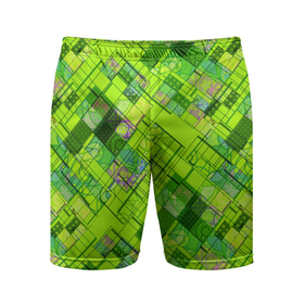 Мужские шорты спортивные с принтом Ярко-зеленый абстрактный узор в Тюмени,  |  | абстрактный | геометрический | детский | зеленый неоновый | креативный | модный | молодежный | неоновый | яркий зеленый