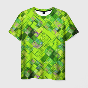 Мужская футболка 3D с принтом Ярко-зеленый абстрактный узор в Санкт-Петербурге, 100% полиэфир | прямой крой, круглый вырез горловины, длина до линии бедер | абстрактный | геометрический | детский | зеленый неоновый | креативный | модный | молодежный | неоновый | яркий зеленый
