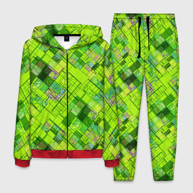 Мужской костюм 3D с принтом Ярко-зеленый абстрактный узор в Курске, 100% полиэстер | Манжеты и пояс оформлены тканевой резинкой, двухслойный капюшон со шнурком для регулировки, карманы спереди | Тематика изображения на принте: абстрактный | геометрический | детский | зеленый неоновый | креативный | модный | молодежный | неоновый | яркий зеленый
