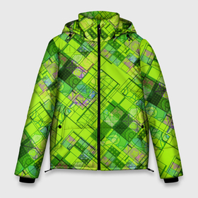 Мужская зимняя куртка 3D с принтом Ярко зеленый абстрактный узор в Петрозаводске, верх — 100% полиэстер; подкладка — 100% полиэстер; утеплитель — 100% полиэстер | длина ниже бедра, свободный силуэт Оверсайз. Есть воротник-стойка, отстегивающийся капюшон и ветрозащитная планка. 

Боковые карманы с листочкой на кнопках и внутренний карман на молнии. | абстрактный | геометрический | детский | зеленый неоновый | креативный | модный | молодежный | неоновый | яркий зеленый