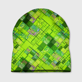 Шапка 3D с принтом Ярко-зеленый абстрактный узор , 100% полиэстер | универсальный размер, печать по всей поверхности изделия | Тематика изображения на принте: абстрактный | геометрический | детский | зеленый неоновый | креативный | модный | молодежный | неоновый | яркий зеленый