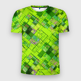 Мужская футболка 3D спортивная с принтом Ярко-зеленый абстрактный узор в Новосибирске, 100% полиэстер с улучшенными характеристиками | приталенный силуэт, круглая горловина, широкие плечи, сужается к линии бедра | абстрактный | геометрический | детский | зеленый неоновый | креативный | модный | молодежный | неоновый | яркий зеленый