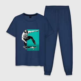 Мужская пижама хлопок с принтом Скейтборд в Белгороде, 100% хлопок | брюки и футболка прямого кроя, без карманов, на брюках мягкая резинка на поясе и по низу штанин
 | доска | панк рок | скейт | скейтборд