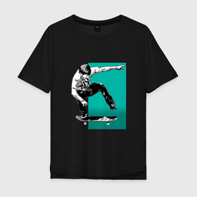 Мужская футболка хлопок Oversize с принтом Скейтборд в Екатеринбурге, 100% хлопок | свободный крой, круглый ворот, “спинка” длиннее передней части | доска | панк рок | скейт | скейтборд