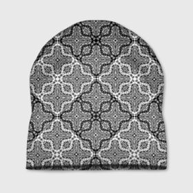 Шапка 3D с принтом Черно-белый орнамент  в Тюмени, 100% полиэстер | универсальный размер, печать по всей поверхности изделия | абстрактный | ажурный | арабский | восточный | кружева | кружевной | современный | черно белый | черный