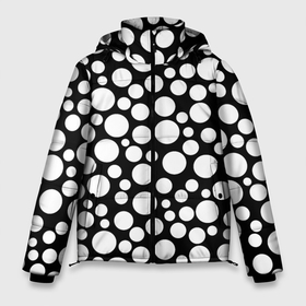 Мужская зимняя куртка 3D с принтом Черно белый горох в Петрозаводске, верх — 100% полиэстер; подкладка — 100% полиэстер; утеплитель — 100% полиэстер | длина ниже бедра, свободный силуэт Оверсайз. Есть воротник-стойка, отстегивающийся капюшон и ветрозащитная планка. 

Боковые карманы с листочкой на кнопках и внутренний карман на молнии. | Тематика изображения на принте: в горошек | горох | детский | женский | модный | ретро | черно белый