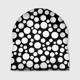 Шапка 3D с принтом Черно-белый горох в Петрозаводске, 100% полиэстер | универсальный размер, печать по всей поверхности изделия | в горошек | горох | детский | женский | модный | ретро | черно белый