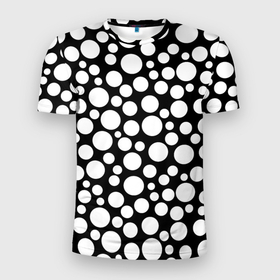 Мужская футболка 3D спортивная с принтом Черно-белый горох в Белгороде, 100% полиэстер с улучшенными характеристиками | приталенный силуэт, круглая горловина, широкие плечи, сужается к линии бедра | Тематика изображения на принте: в горошек | горох | детский | женский | модный | ретро | черно белый