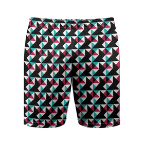 Мужские шорты спортивные с принтом Красно-черный абстрактный узор в Белгороде,  |  | абстрактный | геометрические фигуры | модный | молодежный | ртеугольники | современный