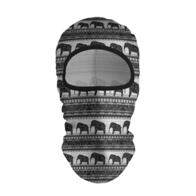 Балаклава 3D с принтом Черно-белый узор слоны в Екатеринбурге, 100% полиэстер, ткань с особыми свойствами — Activecool | плотность 150–180 г/м2; хорошо тянется, но при этом сохраняет форму. Закрывает шею, вокруг отверстия для глаз кайма. Единый размер | Тематика изображения на принте: африканский | монохромный узор | орнамент | полосы | серый | серый и черный | слоны | этнический