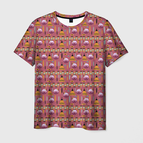 Мужская футболка 3D с принтом Детский узор  в Кировске, 100% полиэфир | прямой крой, круглый вырез горловины, длина до линии бедер | вигвам | детский | для мальчика | индейцы | коричневый | мальчик | племя | терракотовый