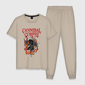 Мужская пижама хлопок с принтом Cannibal Corpse | Труп Каннибала (Z) в Санкт-Петербурге, 100% хлопок | брюки и футболка прямого кроя, без карманов, на брюках мягкая резинка на поясе и по низу штанин
 | cannibal | cannibal corpse | corpse | death metal | deathgrind | алекс уэбстер | брутальный дэт метал | дэт метал | дэтграйнд | пол мазуркевич | роб барретт | труп каннибала