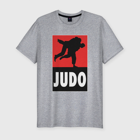 Мужская футболка хлопок Slim с принтом Judo в Тюмени, 92% хлопок, 8% лайкра | приталенный силуэт, круглый вырез ворота, длина до линии бедра, короткий рукав | fighter | japan | judo | mma | sport | ufc | warrior | боец | бой | воин | дзюдо | дзюдоист | единоборства | карате | поединок | спорт | спортсмен | чемпион | япония