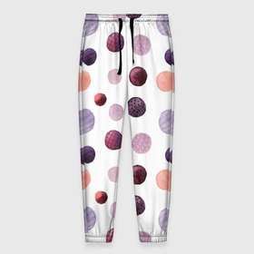 Мужские брюки 3D с принтом Акварельные сиреневые круги в Новосибирске, 100% полиэстер | манжеты по низу, эластичный пояс регулируется шнурком, по бокам два кармана без застежек, внутренняя часть кармана из мелкой сетки | акварель | круги | розовый | сиреневый | фиолетовый