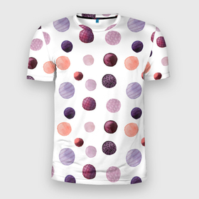 Мужская футболка 3D спортивная с принтом Акварельные сиреневые круги в Тюмени, 100% полиэстер с улучшенными характеристиками | приталенный силуэт, круглая горловина, широкие плечи, сужается к линии бедра | акварель | круги | розовый | сиреневый | фиолетовый