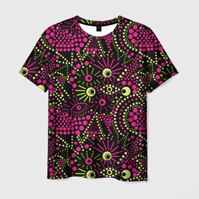 Мужская футболка 3D с принтом Модный абстрактный узор в Петрозаводске, 100% полиэфир | прямой крой, круглый вырез горловины, длина до линии бедер | абстрактный | арт | в горошек | креативный | молодежный | популярный | современный | темный | черный и малиновый