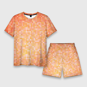 Мужской костюм с шортами 3D с принтом Оранжевая пиксель абстракция в Екатеринбурге,  |  | Тематика изображения на принте: halloween | pixel art | абстракция | оранжевый | осенний | пиксели | пиксель арт | пиксельный | рыжий | хэллоуин