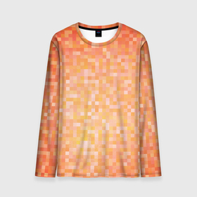 Мужской лонгслив 3D с принтом Оранжевая пиксель абстракция в Екатеринбурге, 100% полиэстер | длинные рукава, круглый вырез горловины, полуприлегающий силуэт | Тематика изображения на принте: halloween | pixel art | абстракция | оранжевый | осенний | пиксели | пиксель арт | пиксельный | рыжий | хэллоуин