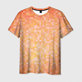 Мужская футболка 3D с принтом Оранжевая пиксель абстракция в Екатеринбурге, 100% полиэфир | прямой крой, круглый вырез горловины, длина до линии бедер | Тематика изображения на принте: halloween | pixel art | абстракция | оранжевый | осенний | пиксели | пиксель арт | пиксельный | рыжий | хэллоуин